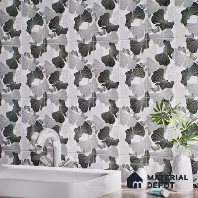 Floral Wall Tile TL 07244 Florina 1001 1 ft x 1 ft Ceramic Glossy Finish - 9 mm  | 2 mm Spacer is Mandatory | Please Expect a Slight Variation of Pattern (Sample)